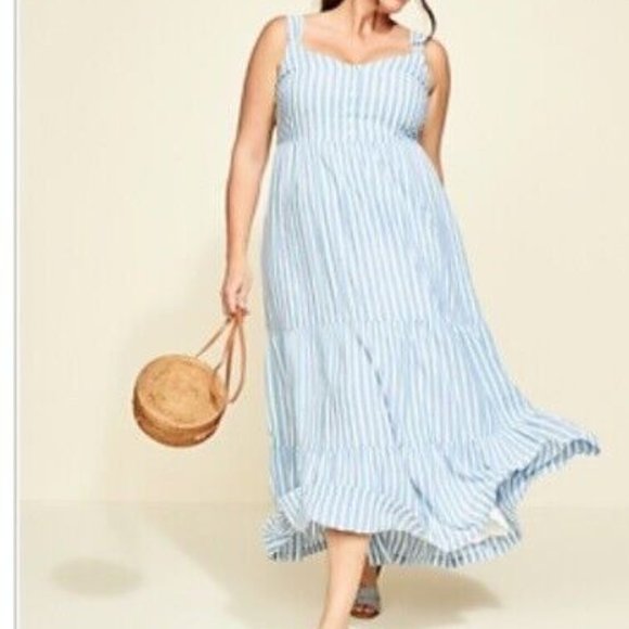 Old Navy Dresses & Skirts - Old Navy Blue Striped Tiered Maxi Tank Dress Sundress P5100